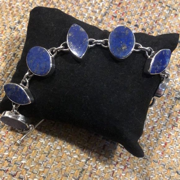 Lapis Lazuli Sterling Silver Southwestern Toggle Bracelet - Picture 8 of 9